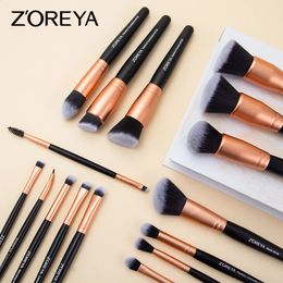 ZOREYA Brand Soft Synthetic Bristles Makeup Brush Set Eye Make Up Tool Cruelty Black Blending Crease Foundation Brushes Box Gift 240403
