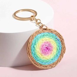 Keychains Lanyards Cute Keychain Colourful Vortex Round Key Ring Circle Chains Souvenir Gifts For Women Men Handbag Accessorie DIY Funny Jewellery Q240403