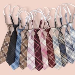 Bow Ties Lazy JK Women Plaid Slim Cute Necktie Uniform School Student Neckties For Boy Girl Japanese Cosplay Neckwear