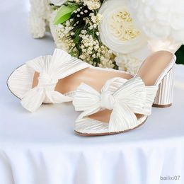 Dress Shoes Womens Bowknot Decor Block Heeled Sandals Fashion Open Toe Dress Pumps Stylish Slip On Heels