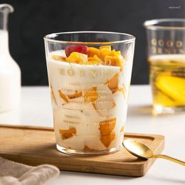 Wine Glasses 400ml Transparent Breakfast Milk Glass Cup Gold Letter Printed Coffee Mug Juice Dessert Flower Tea Creative Home Drinkware