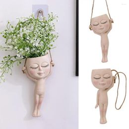 Vases Fashion Flower Pot Figure Statue Succulent Nordic Style Planting Face Planter Decoration