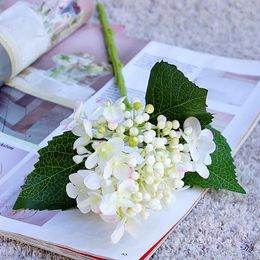Decorative Flowers Hydrangea Flower Short Branch With Bud Fruit And Fake Leaves Silk Artificial For Home Wedding Decorations Flores