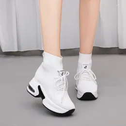 Fitness Shoes CHIMIZHAI Women Platform Sneakers High Hidden Heels Mesh Autumn Wedges Female Spring WY523