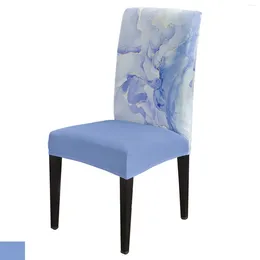 Chair Covers Marble Texture Gradient Blue Dining Spandex Stretch Seat Cover For Wedding Kitchen Banquet Party Case