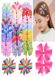 Baby Girls Bowknot Hairpins Flower Rainbow Grosgrain Ribbon Bows With Alligator Clips Childrens Hair Accessories Kids Boutique Bow5939448