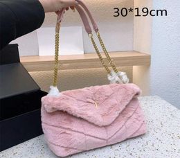 Cosmetic Bags Cases furry designer bag tote bag Winter Fur Puffer Chain Bags luxury handbag woman Soft Warm Lou shoulder pochette 4907280