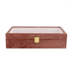 Jewelry Pouches Wooden Watch Box Holder For Watches Men Glass Top Organizer 4 2 Grids