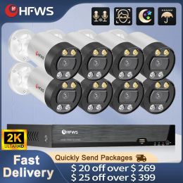 System HFWVISION 2K Vedio Survalance Camera System Poe Security Camera Outdoor 8CH Nvr Vedio Record CCTV Security Protection