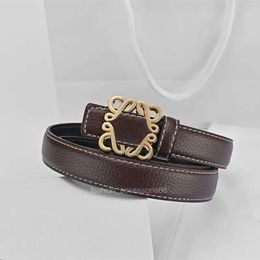 Luxury Designer Belts loeweiess Genuine Leather Belt Reversible Girdle Width 2.5cm Unisex Trendy Waistbands Golden Alloy Smooth Buckle Cintura