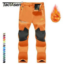 TACVASEN Winter Thicken Fleece Hiking Pants Men Warm Thermal Pants Windproof Outdoor Fishing Camping Mountain Ski Pants Trousers 240329