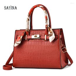 Totes Leather Women Messenger Bags Crocodile Female Crossbody Shoulder Hand For 2024 High Quality Ladies Simple Handbags