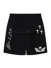 Men's Shorts Mens Street Angel Graphic Drawstring Stretch Comfortable Chic Style Summer Clothing Fashion H240407