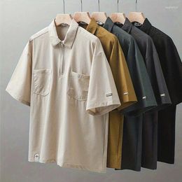 Women's Blouses American Work Polo Shirt Short-Sleeved Male Summer Loose Tops Quick Dry T-Shirt Vintage Mori Ice Silk Lapel Harajuku