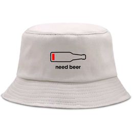 Wide Brim Hats Bucket Beer bottle personalized letter printing bucket cap mens fashionable beach sunshine womens fisherman hat hip-hop fishing Bob Q240403