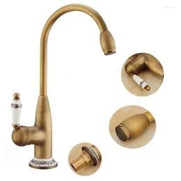 Bathroom Sink Faucets Kitchen Basin Faucet Retro Copper And Cold Water Mixer Deck Mounted Antique Single Handle Tap