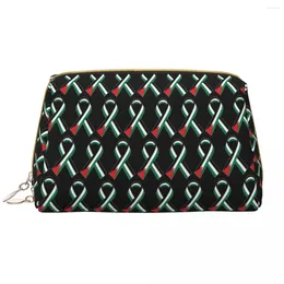 Storage Bags Palestinians Flag Ribbon Solidarity With Palestines Freedom Cosmetic Bag Large Capacity Makeup Case Beauty Toiletry