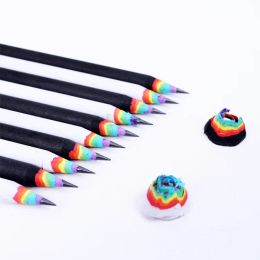 Pencils 50pcs Rainbow Pencil 2B Pencil Black and White Suit Creative Personality Student Pencil Rainbow Pencil