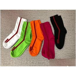 Socks & Hosiery Designer Short For Women Girl 2021 New Fashion P Letter Printed Striped Nylon Shoes Mid-Calf Length Streetwear Drop D Dhcyp