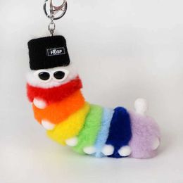 Keychains Lanyards Plush Keychain Accessories Cute Animal Fur Q240403