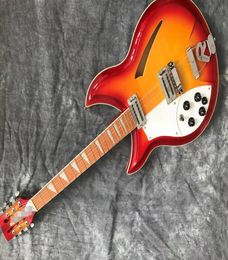Ricken Left Hand 360 12 Strings Semi Hollow Jazz Electric Guitar Flame Maple Top Back Colour Red5399627