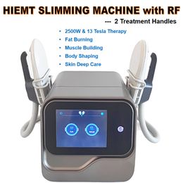 13 Tesla EMSlim Muscle Stimulator Fat Loss Machine RF Skin Tightening 2500W HIEMT Weight Loss Whole Body Slimming Home Salon Use Beauty Instrument with 2 Handles