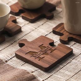 Party Supplies Personalized Carved Black Walnut Coasters Creative Puzzle Wooden Coffee Bridesmaid And Groomsmen Gifts