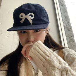 Ball Caps 2024 Bow Embroidery Sweet Cool Flat Brim Baseball Cap Spring Versatile Fashion Women Summer