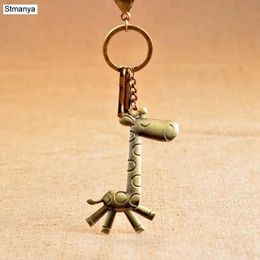 Keychains Lanyards Giraffe Key Chain - Hot Sale Antique Bronze metal Keychain Car Ring Cute Bag pendant For Best Gift 17219 Q240403