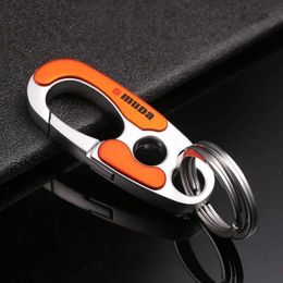 Keychains Lanyards OMUDA New Keychain Stainless Steel Chain Outdoor Climbing Tool Double Ring Car Durable Q240403