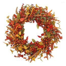 Decorative Flowers Wreaths Autumn Harvest Festival Berry Vine Wreath Thanksgiving Door Hanging Garlands Artificial Decorations Festive