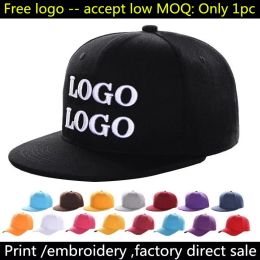 Caps Custom Embroidery Flat Brim Snapback Hats New Adult Casual Acrylic Sports Hat Women Men Tennis Fishing Caps