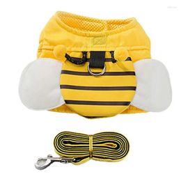 Dog Carrier JFBL Cute Bee Yellow Vest Chest Strap Traction Belt Wings Backpack Design Small Medium Dogs Cat Comfortable Pet Supplies