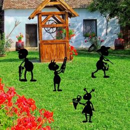 Garden Decorations 1pc Ant Silhouette Sign With Stakes Outdoor Home Decor Insert Decoration For Patio Fence Yard Lawn Art