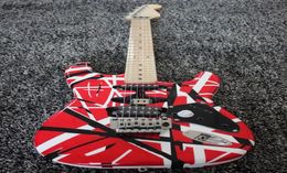 Custom Shop Black White Stripe Red ST Electric Guitar Maple Neck Floyd Rose Tremolo Locking Nut5453376