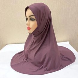 Ramadan Muslim Women Hijab Arabia Full Cover Head Wraps Shawls Solid Color Kerchief Islam Prayer Scarf One Piece Amira Headscarf 240327