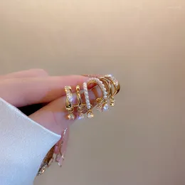 Dangle Earrings Korean Zircon Pendant Pearl Geometric For Women Elegant Crystal Drop Earings Gold Plated Wedding Earing Party Jewellery