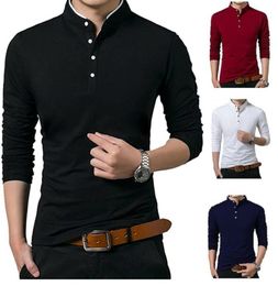 Men039s TShirts Grandad Shirts Polo Shirt Long Sleeve Mandarin Collar Slim Fit Pique PL149825214