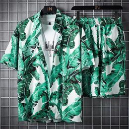 Beach Clothes For Men 2 Piece Set Quick Dry Hawaiian Shirt and Shorts Set Men Fashion Clothing Printing Casual Outfits Summer 240407
