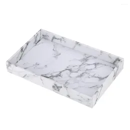 Tea Trays Marble Print Serving Tray PU Leather For Coffee Drinks Decorative 13x8"