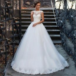 Dresses Elegant Tulle Beading Sash Ball Gown Boat Neck Bridal Gown vestidos de novia Wedding dresses vestido de noiva princesa