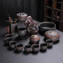 Teaware Sets Purple Pottery Tea Set Automatic High-end Gift Vintage Making Spinning Water Out Ceramic