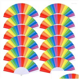 Decorative Objects & Figurines 10 Pack Rainbow Folding Fans Hand Held Pride Fan Gay Lgbt For Parties Festival Events Dance Supplies Dr Dhogv