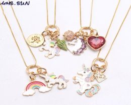 Baby Girls Necklace Kids Alloy Rainbow Unicorn Pendants Toddler Girls Accessories7479283