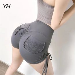 Drawstring Cargo Shorts Women With Pocket Gym Scrunch Butt Booty Tight Workout For Fitness Sexy Yoga 240407