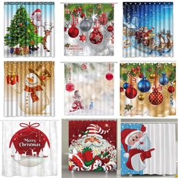 Shower Curtains Christmas Home For Bathroom Decor Santa Curtain Waterproof