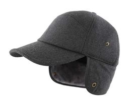 Ball Caps Connecting Style New Fashion Winter Hat with Brim Earfold Adhesive Hat Warm Artificial Fur Baseball Hat Mens Daily Hat Q240403