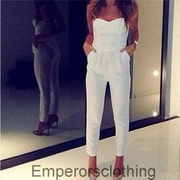 New womens simple fashion sexy V-neck tight waist bra Jumpsuit womens casual pants