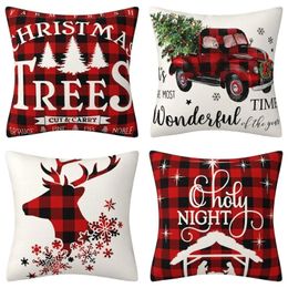 Pillow 2024 Christmas Cover Useful Easy Insertion Pillowcase Xmas Tree Throw For Living Room