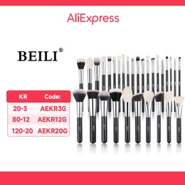 BEILI Black Makeup brushes set Professional Natural goat hair Foundation Powder Contour Eyeshadow make up 240403